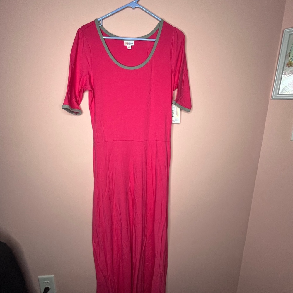 NWT LuLaRoe Ana Vibrant Pink Maxi Dress